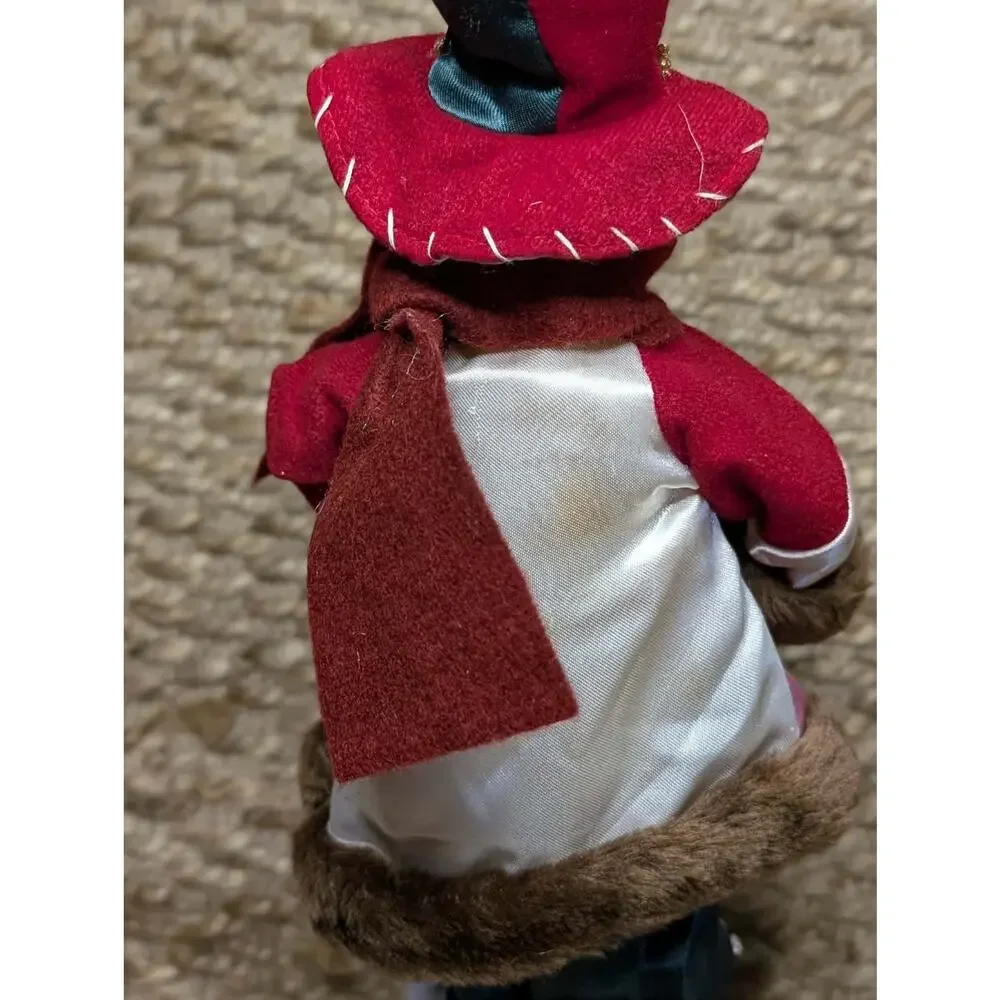 Vintage Christmas Snowman Felt Faux Fur Free Standing Figurine Holiday Decor 17